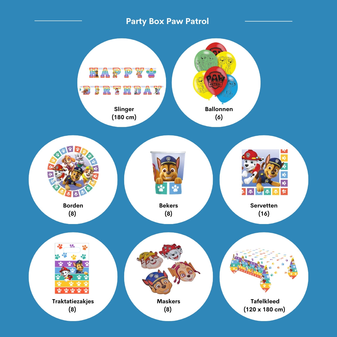 Feestpakket Paw Patrol, pakket voor 8 kinderen