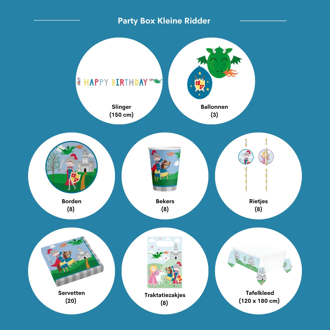 Feestpakket kleine ridder, pakket voor 8 kinderen