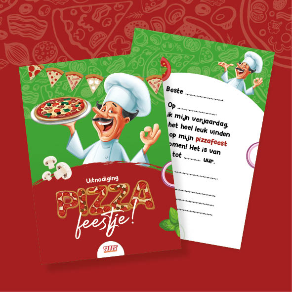 Pizzafeest uitnodigingen (set van 10)