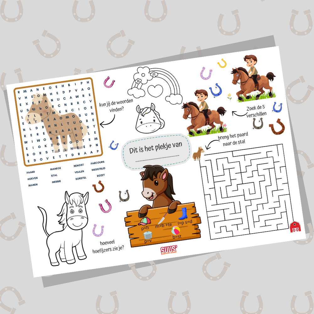 Placemat Paarden (printable)