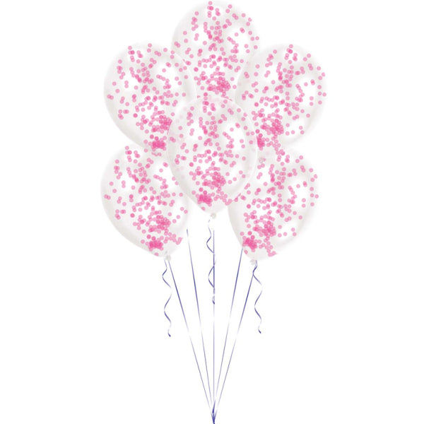 Roze confetti ballonnen (set van 6)