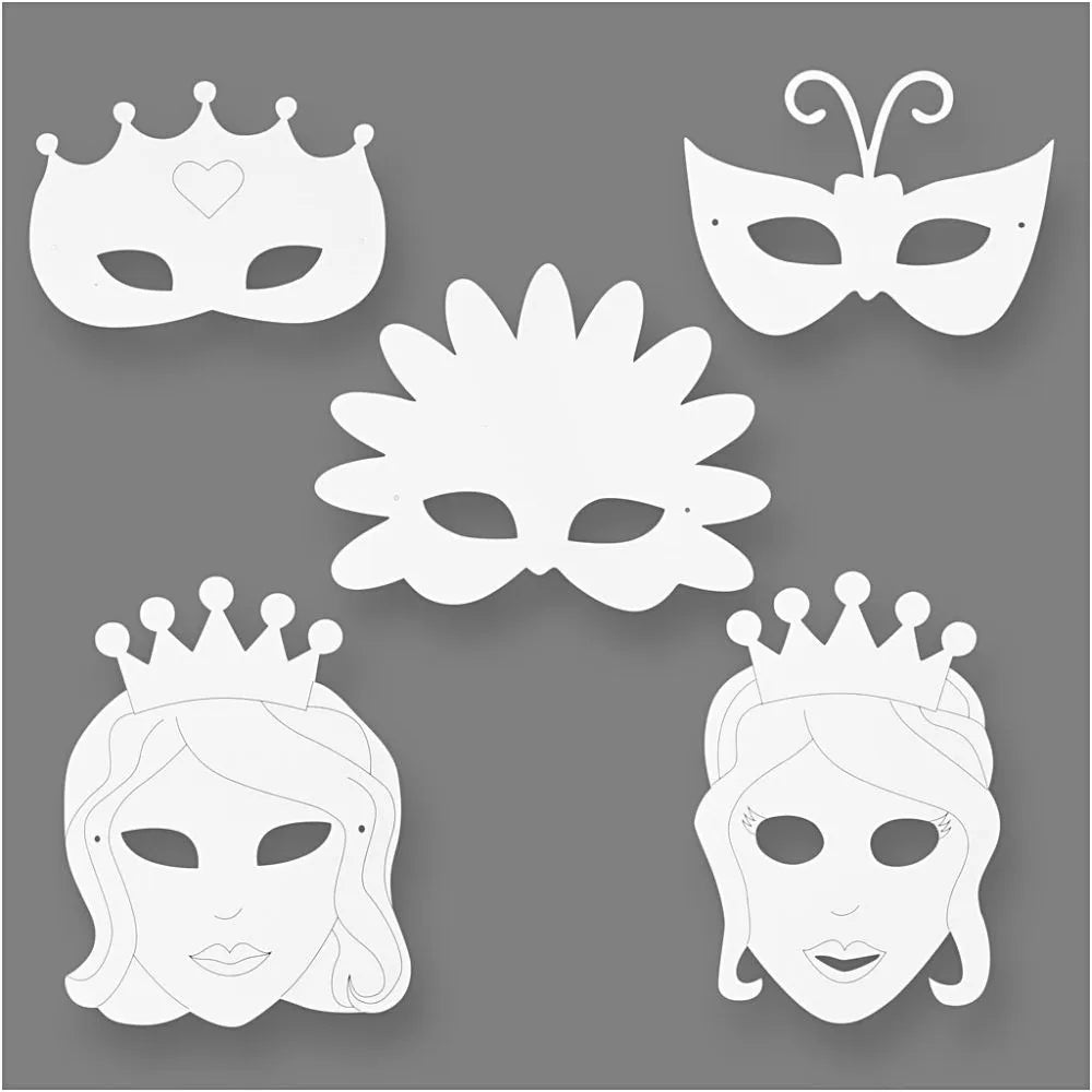Prinsessenmaskers (set van 16)