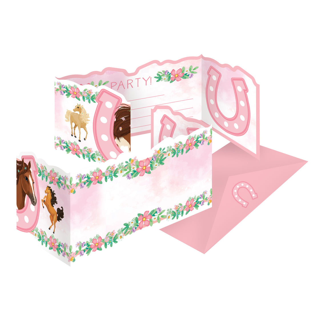 Paarden uitnodigingen (set van 8)