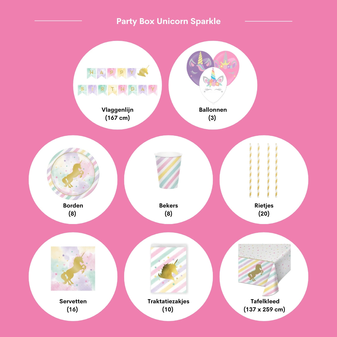 Feestpakket unicorn sparkle (8 kinderen)