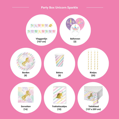 Feestpakket unicorn sparkle (8 kinderen)