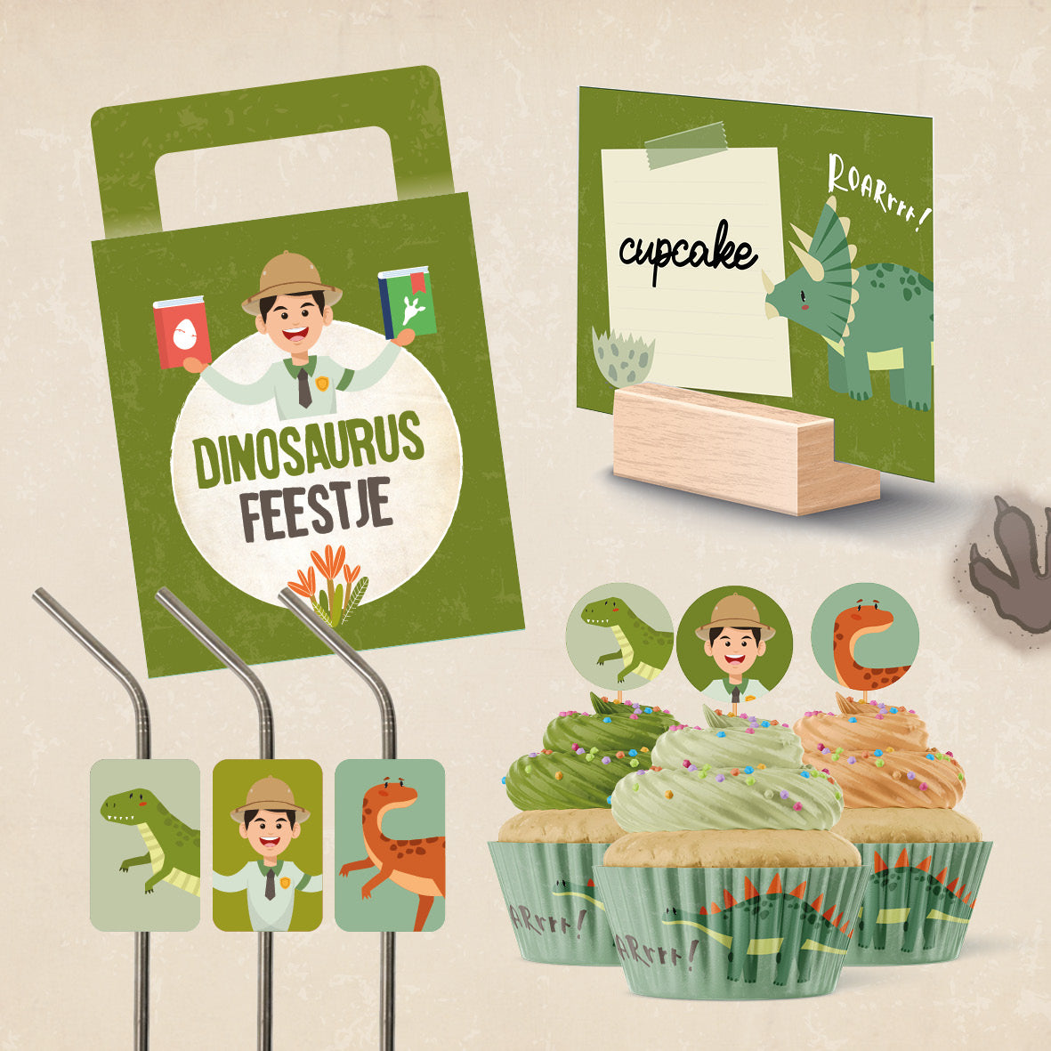 Decoratiepakket dinosaurusfeestje digitaal