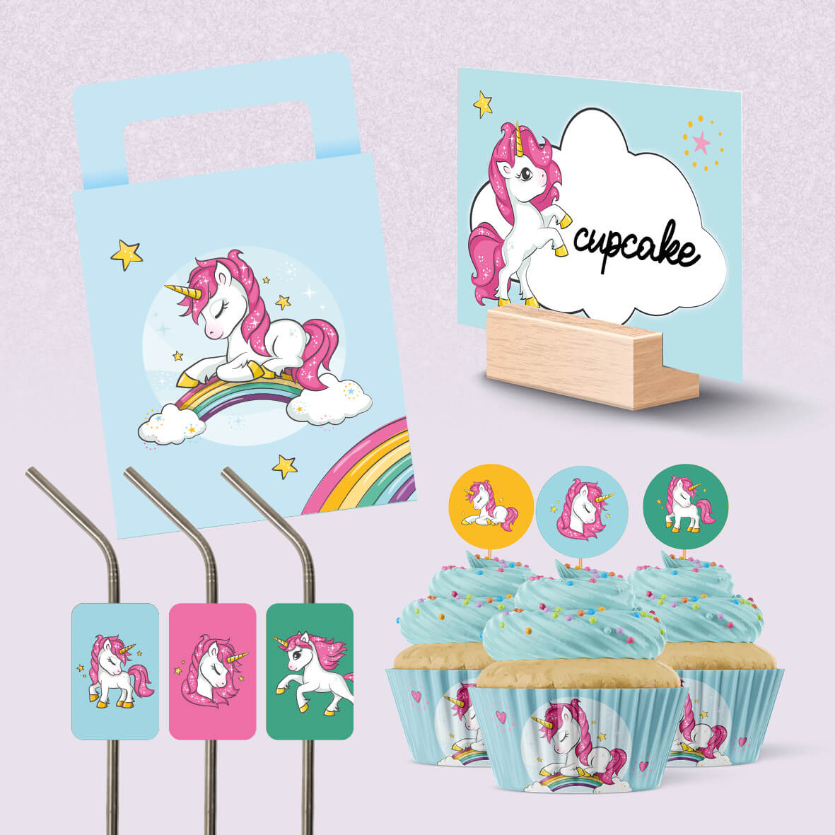 Decoratiepakket eenhoornfeestje digitaal