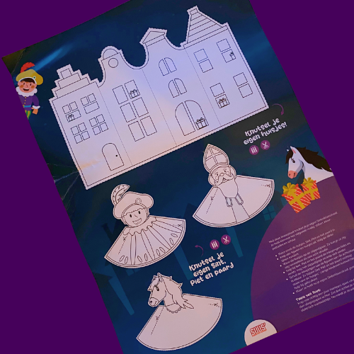 Bouwplaat sinterklaas huisjes