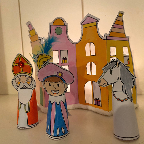 Bouwplaat sinterklaas huisjes