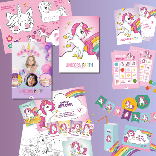unicorn kinderfeestje overzicht van alle materialen 